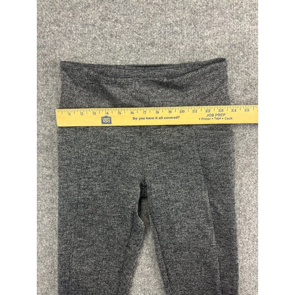 Athleta Tight Crop Pants Leggings Women's XS Black White 2 Zip Pockets Slit Hem - Picture 3 of 8